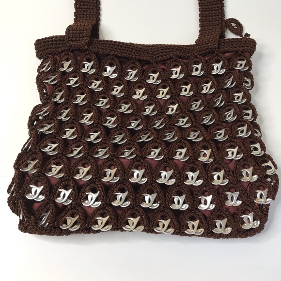 Hand made crochet purse with pop tabs - Picture 2 of 10